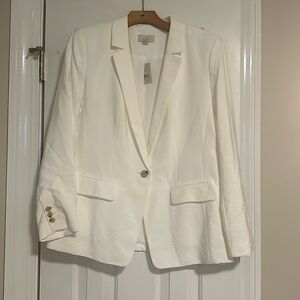 NWT Ann Taylor LOFT cream (off white) light weight blazer. Size 12 petite (12P).